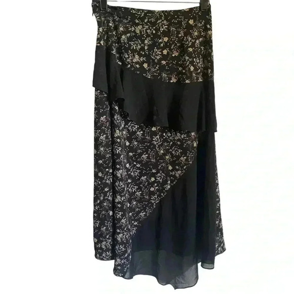 Lea & Viola Asymmetrical Tiered Ruffle Floral Print Midi Boho Skirt Size XS - Picture 1 of 10